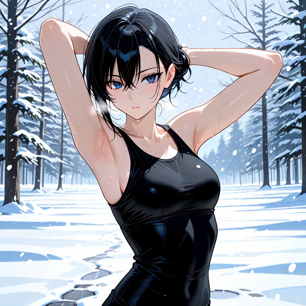 腋, パイパン, スレンダー, 雪