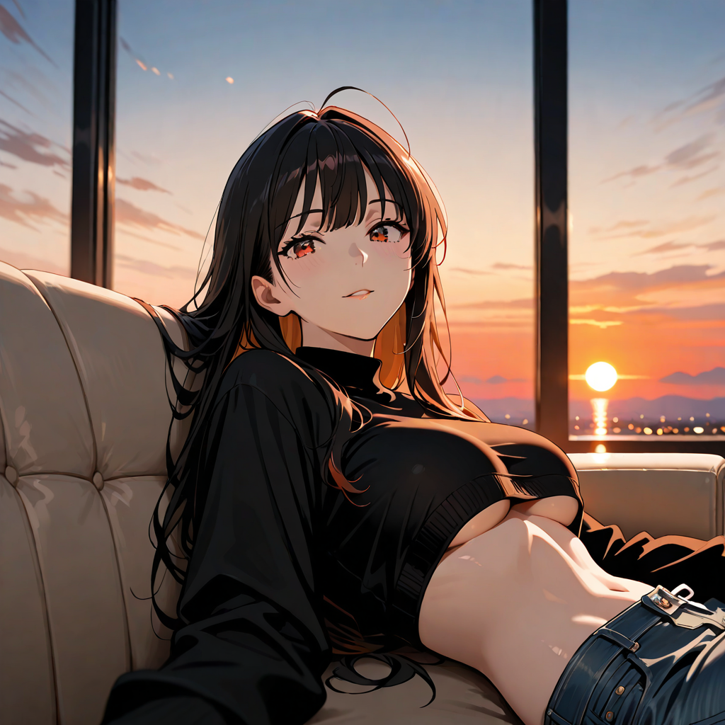 下乳, 夕, ソファ, 主観