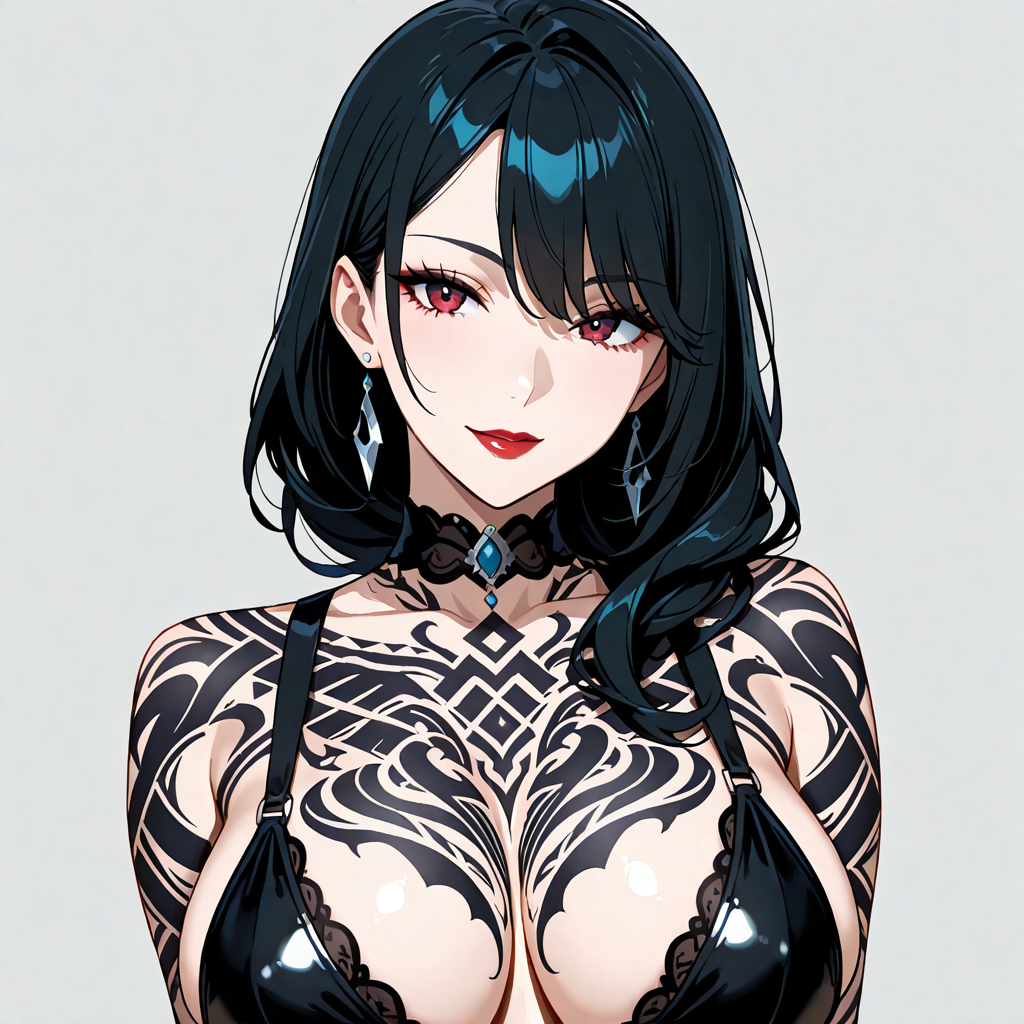 女性1人, タトゥー