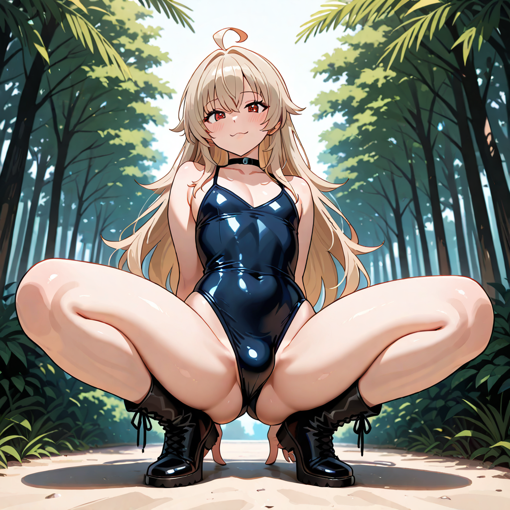 アホ毛, 男の娘, うんこ座り