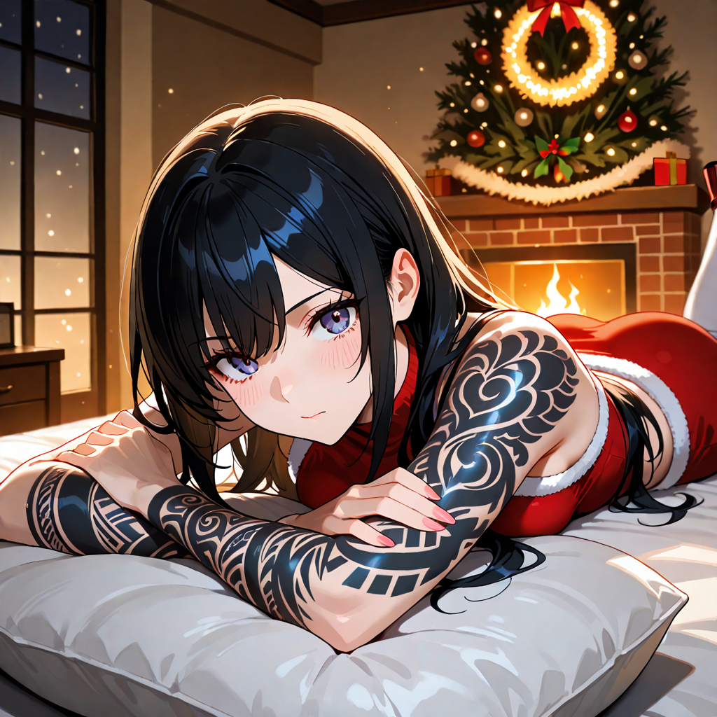 うつ伏せ, タトゥー, クリスマス