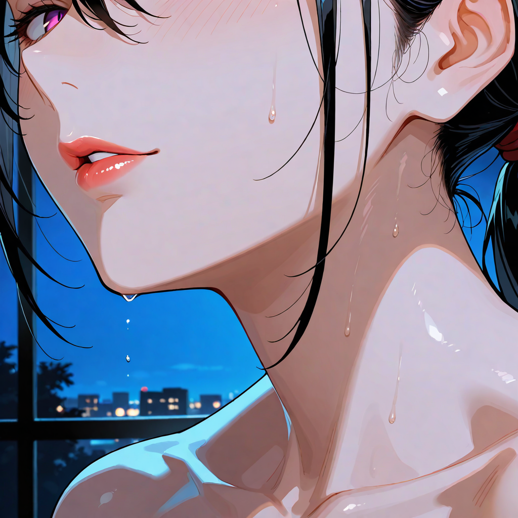ポニーテール, 夜, 拘束, 顔アップ