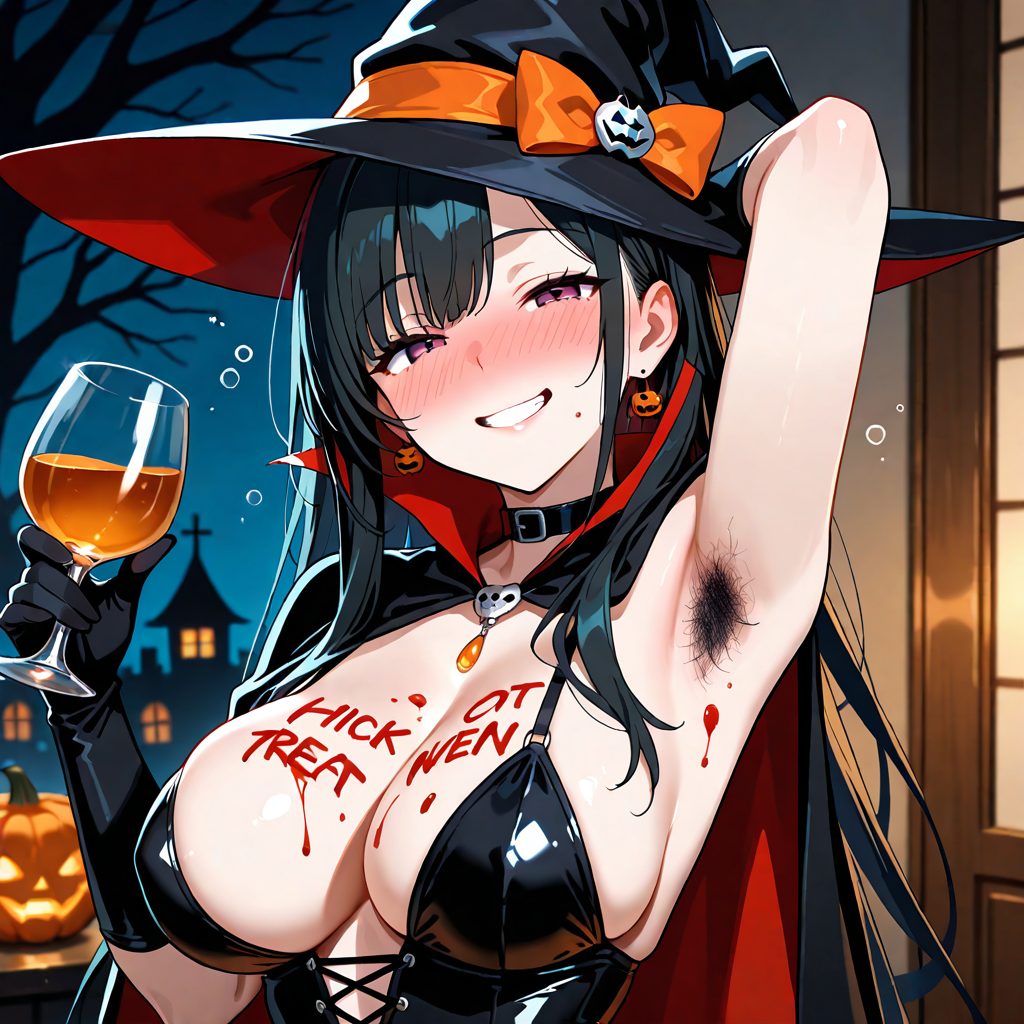酔っぱらい, 落書き, 笑顔, 腋毛, ハロウィン