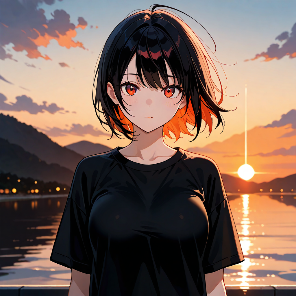 夕, 上半身アップ, Tシャツ
