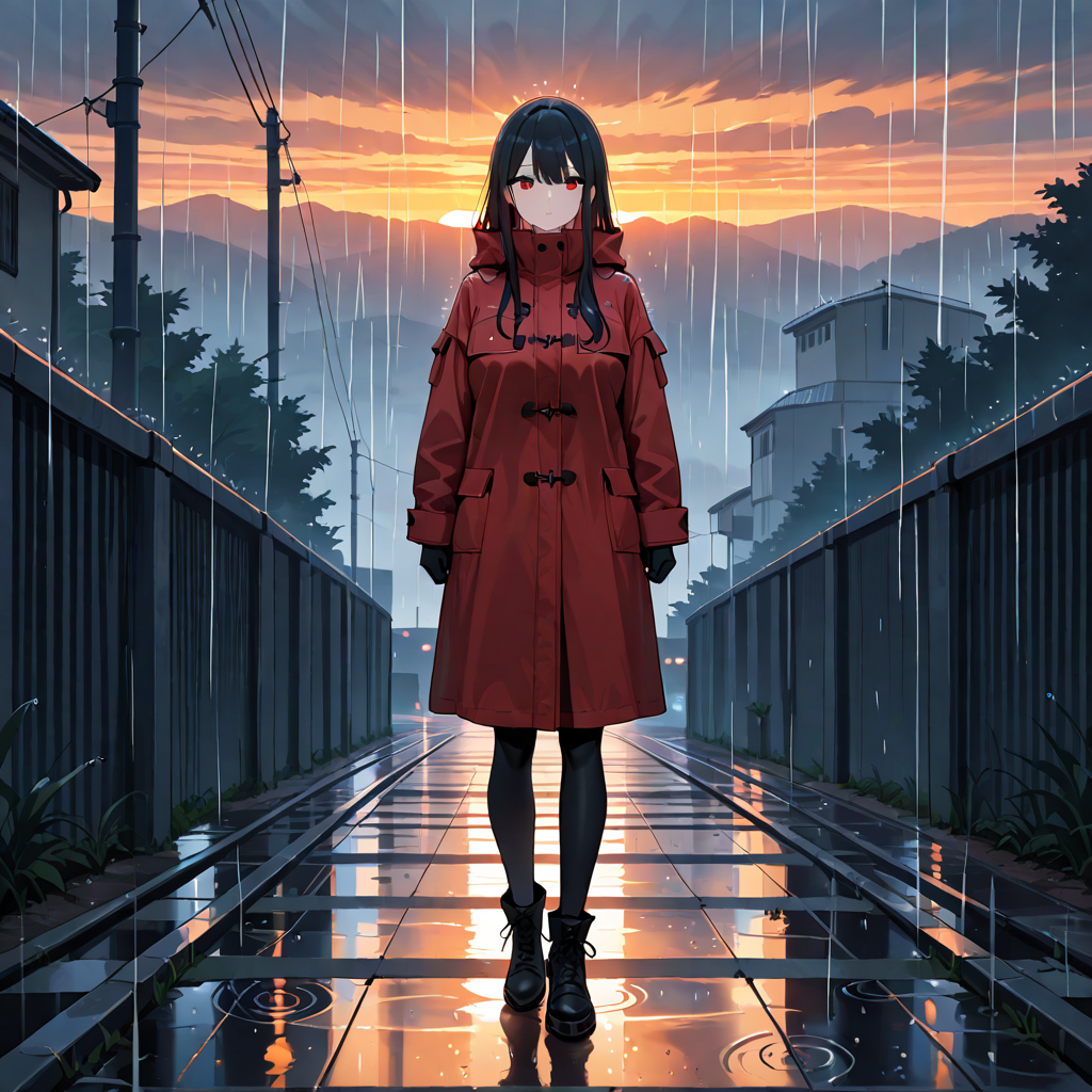 全身, 雨, 夕, 赤