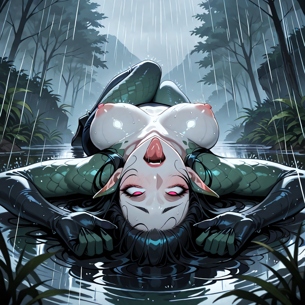 仰向け, 男性1人, 雨, アヘ顔, モンスター