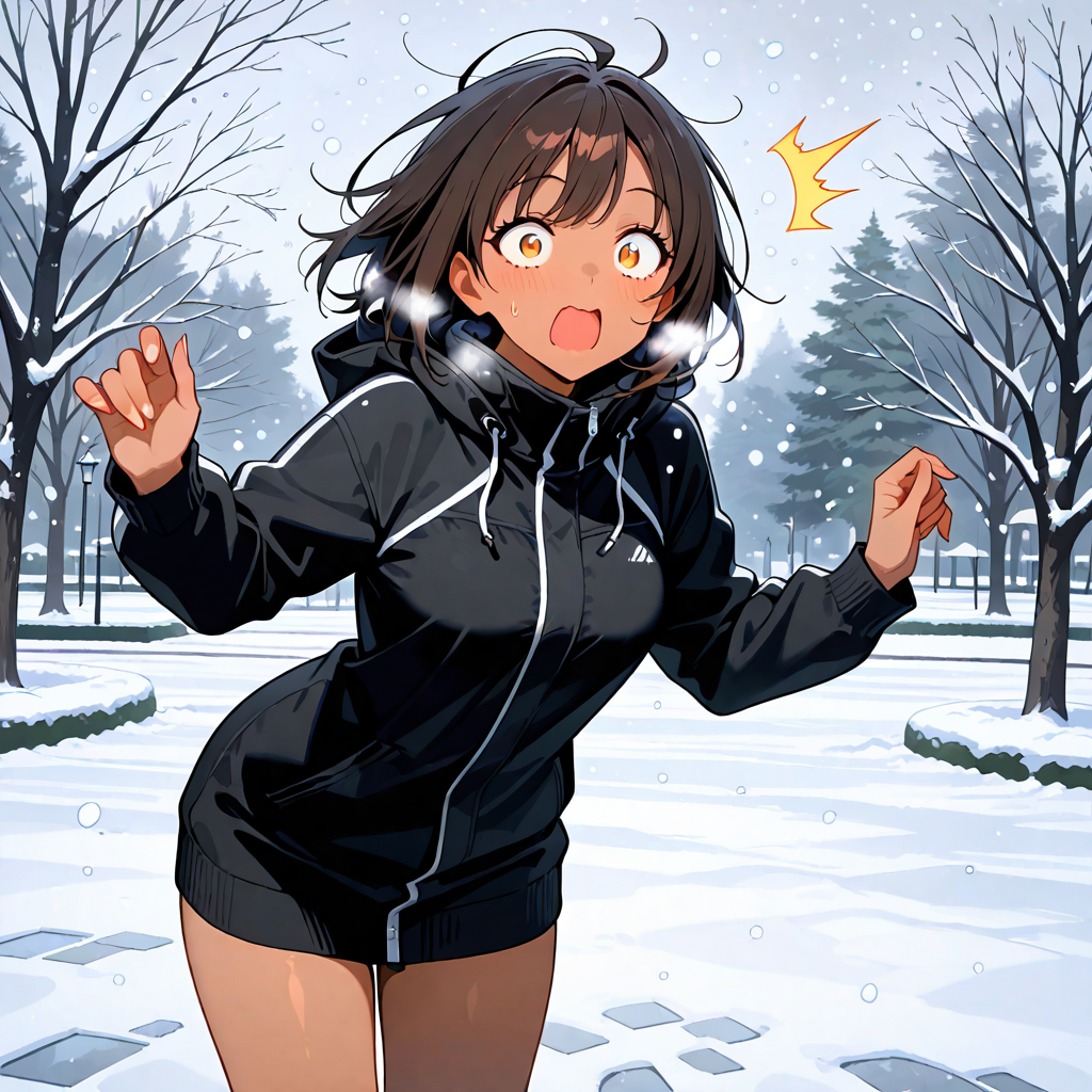 雪, 驚愕, 小麦肌, 公園