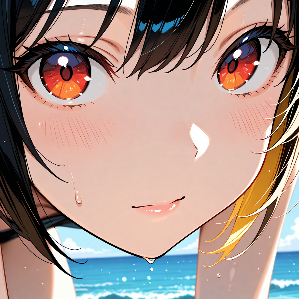 昼, 海, 顔アップ, 四つん這い