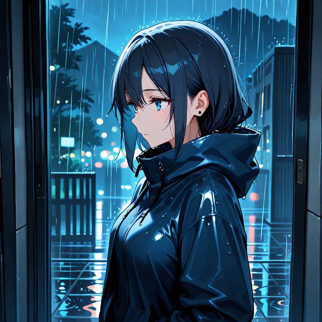 雨, 夜, 青