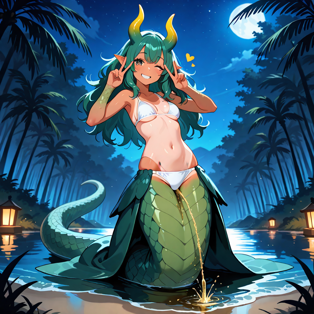 ピースサイン, 夜, 笑顔, 日焼け跡, おもらし, モンスター