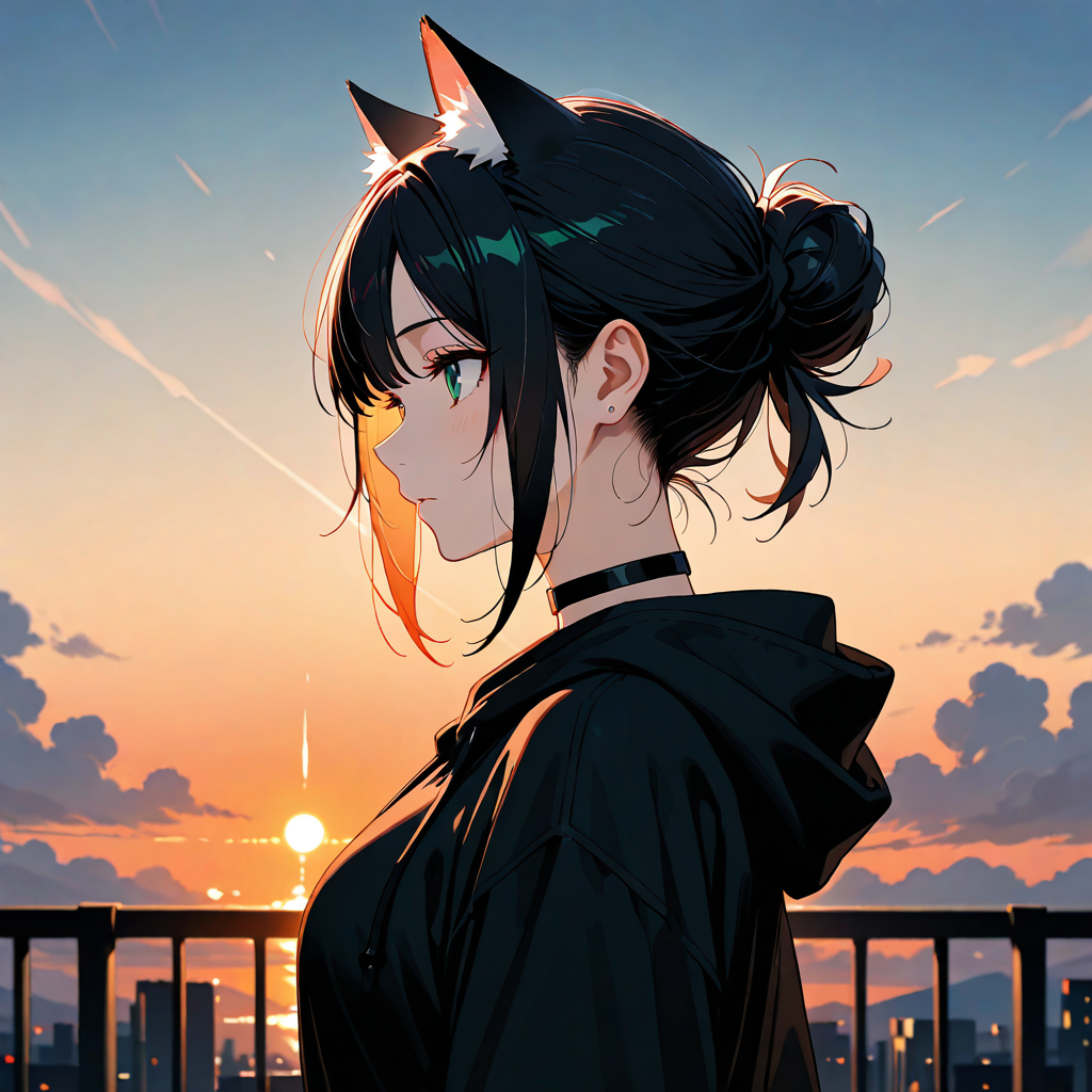 猫耳, 夕, お団子ヘア