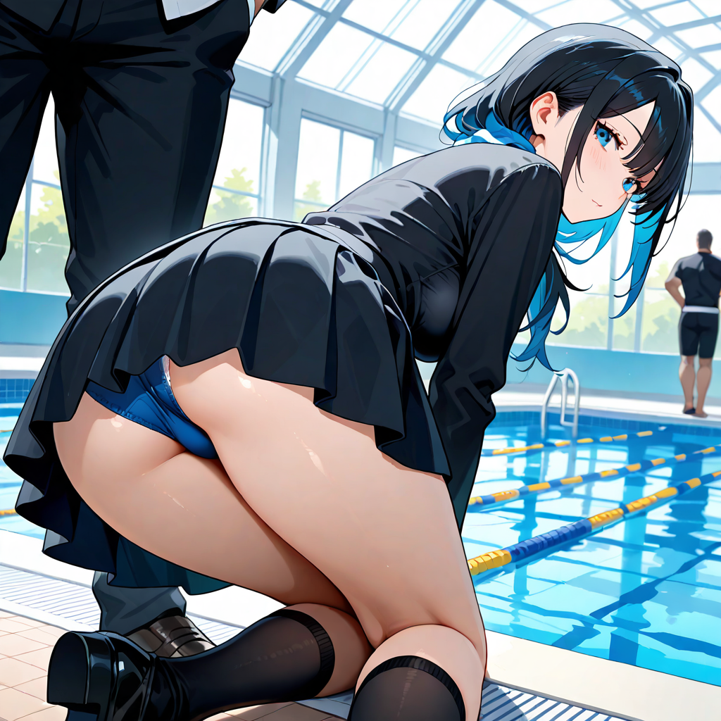 パンチラ, プール, 男性複数