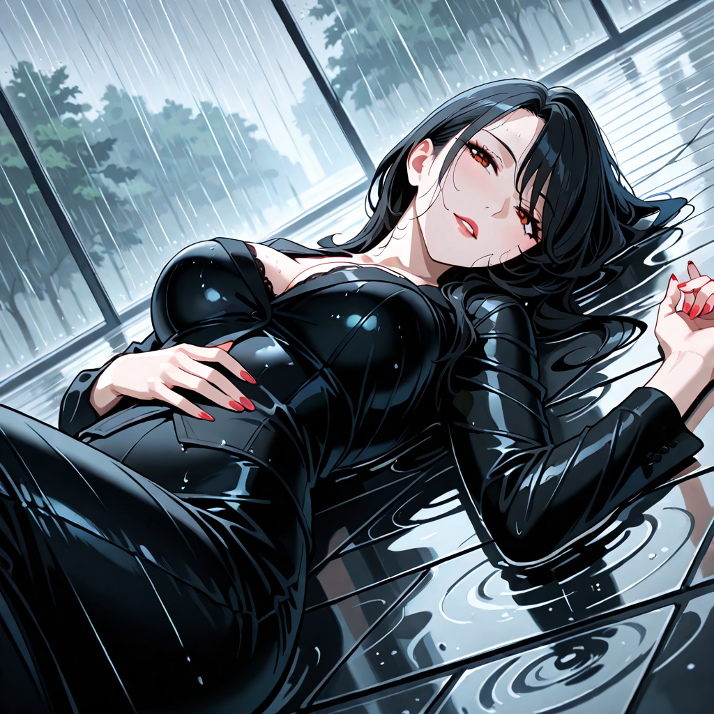 仰向け, 雨, 女性1人