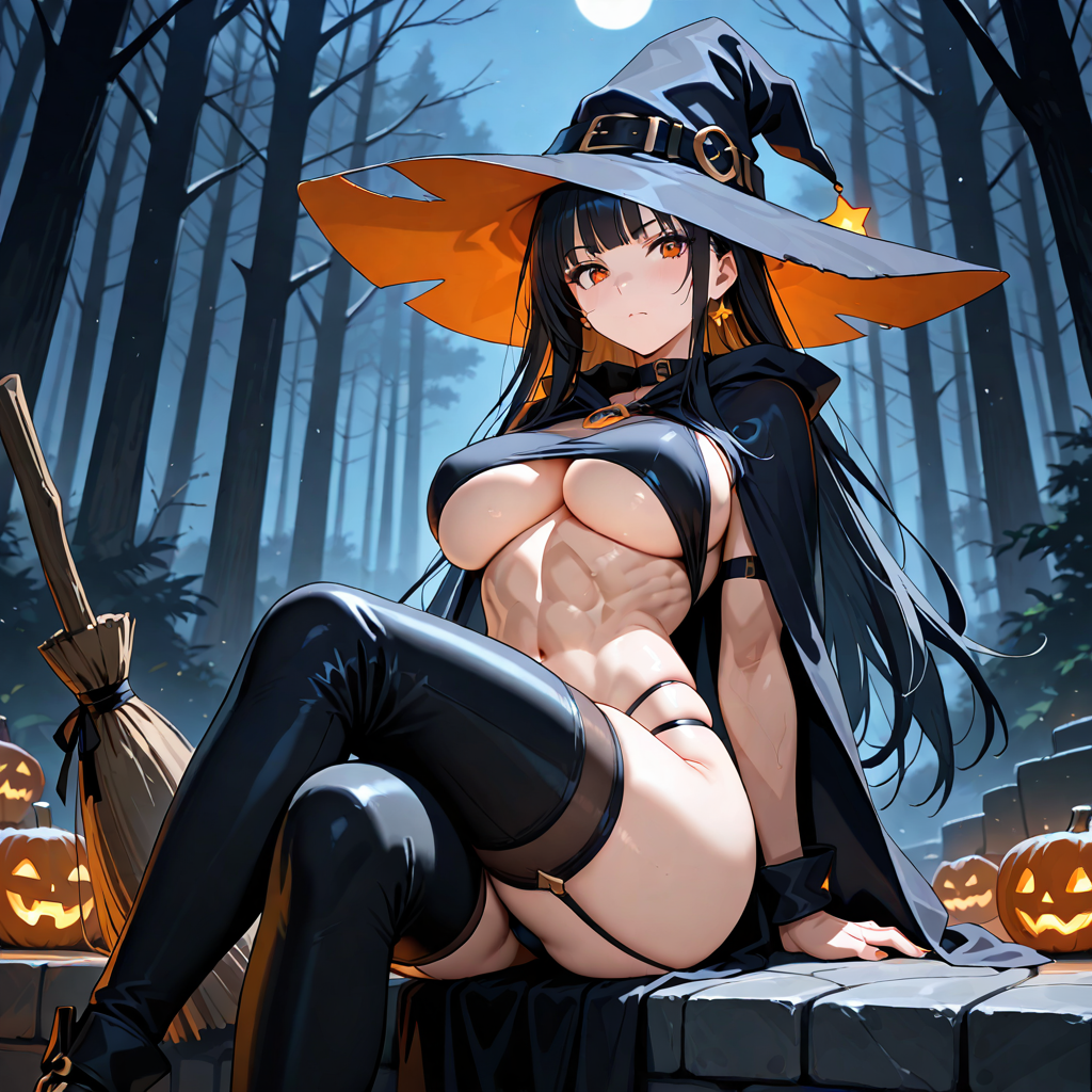 下乳, 筋肉, 魔女, 座り