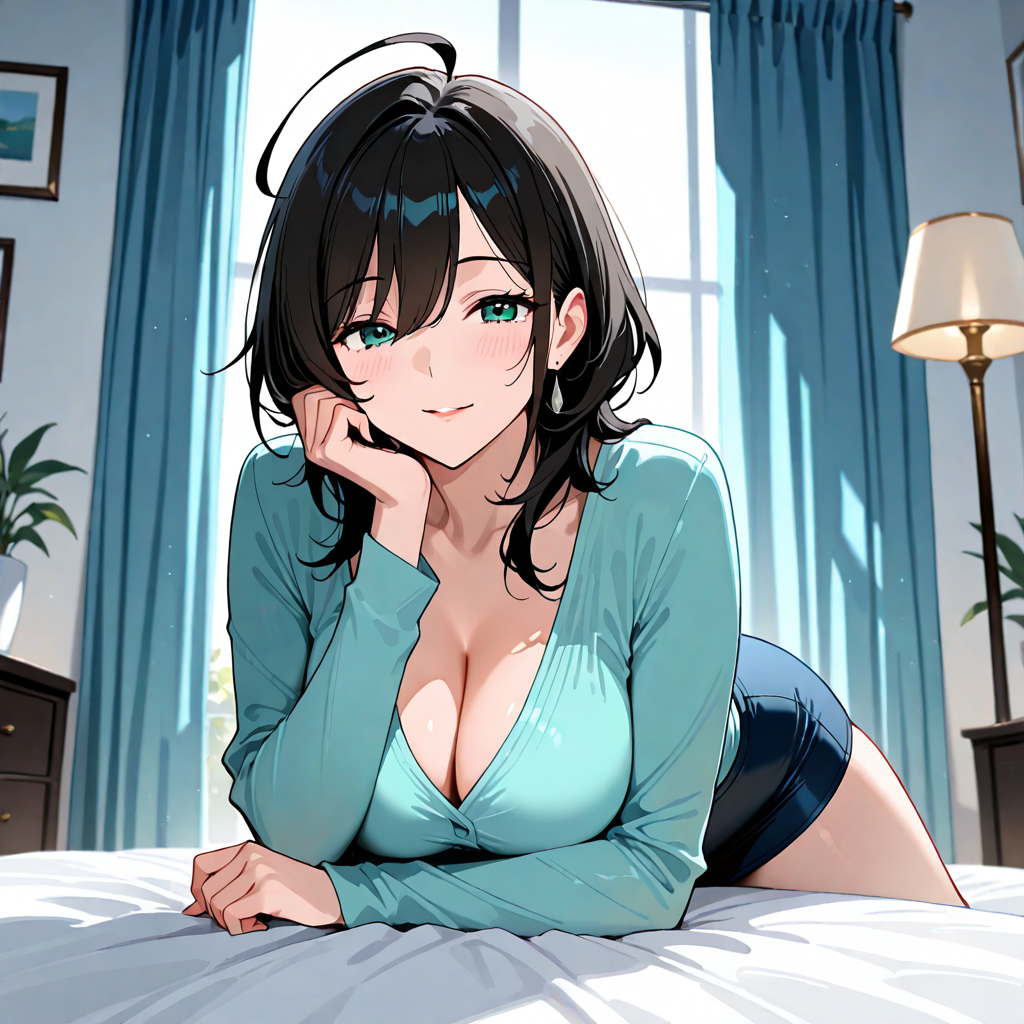 女性1人, アホ毛, 朝