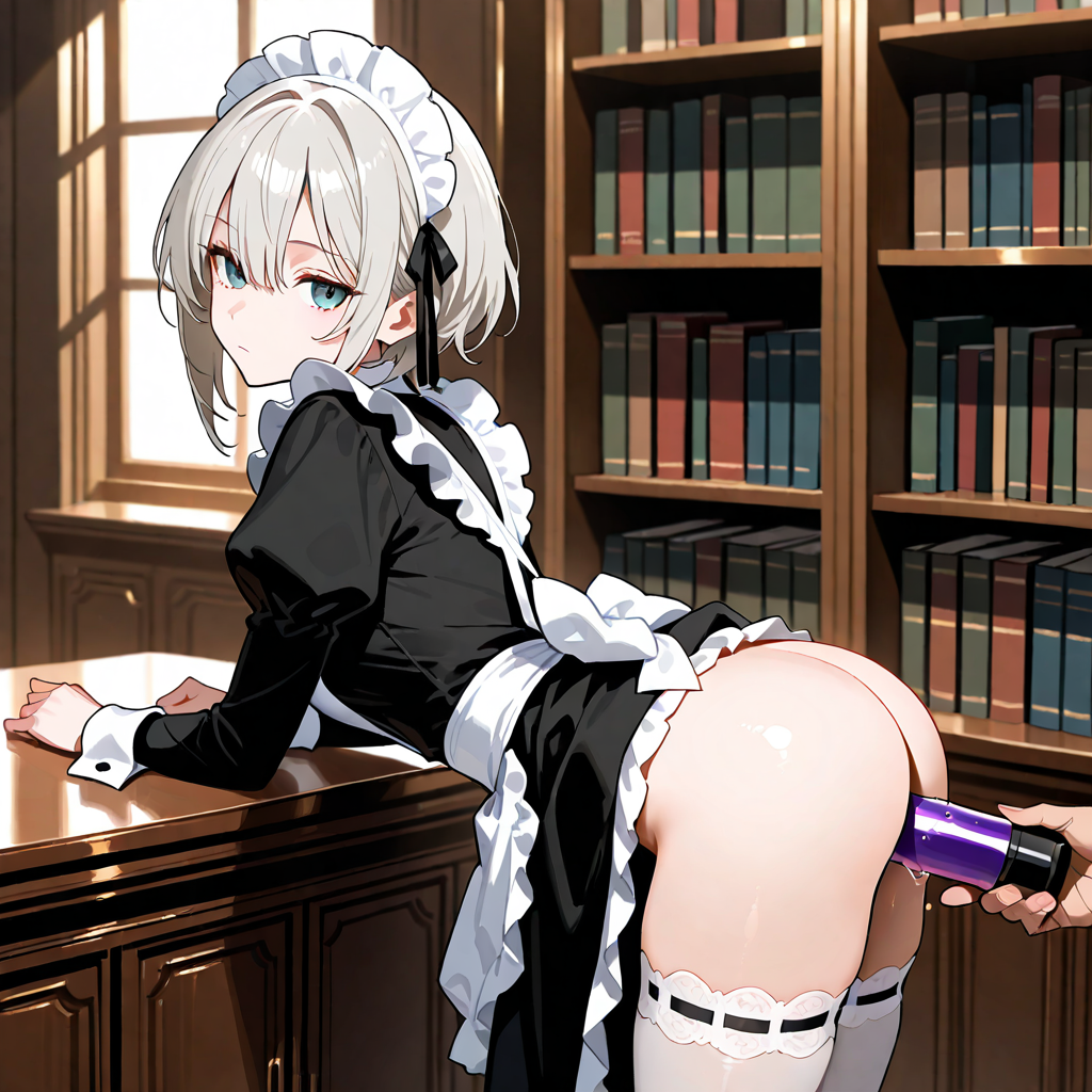 メイド, オナホ, 図書館, 無表情