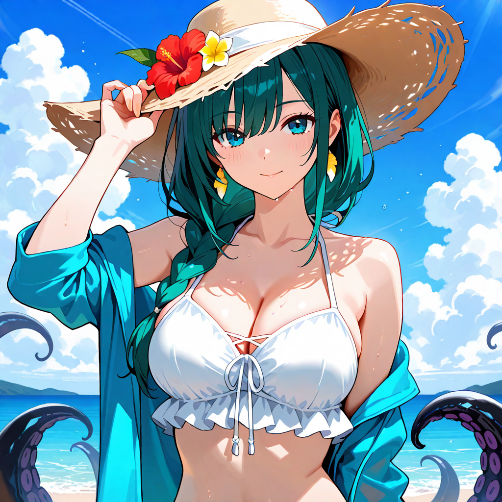 夏, 触手, 上半身アップ