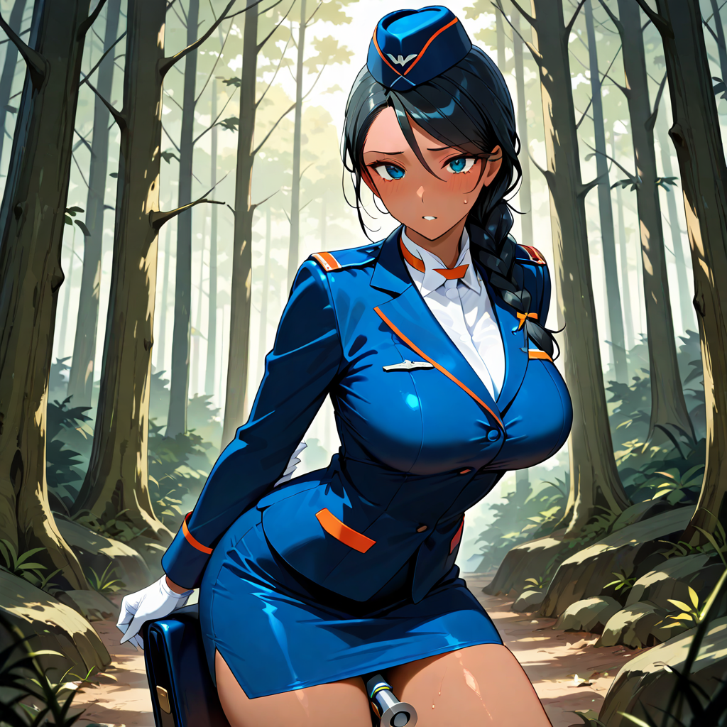 CA, スレンダー, 二穴, 三つ編み, 森