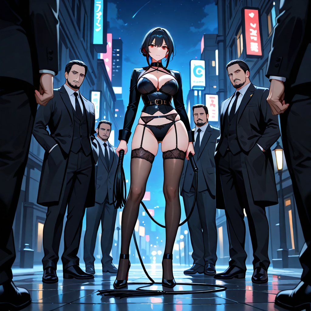 鞭, 全身, 夜, ガーターベルト, 男性複数